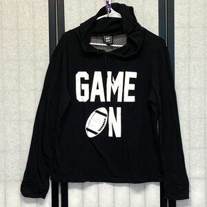 Riot Queen “Game On” Graphic Pull Over Open Mesh Back Hoodie Black M Streetwear